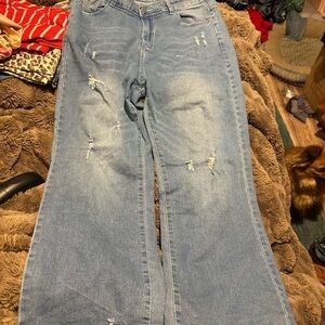 Distressed Blue Women's wide leg Jeans